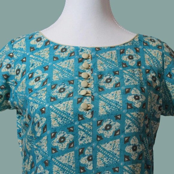 Blue and Cream Printed Kurta Design | Muvvas Boutique - Picture 6 of 10